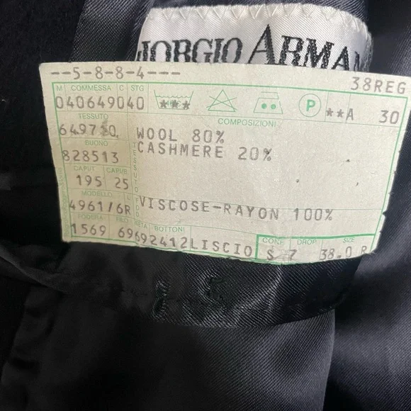 Giorgio Armani men Navy Blue + 80%Wool 20% Cashmere Coat, Sz 38 Italy - Picture 8 of 15